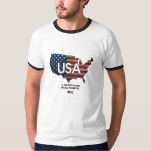Camiseta EUA - Uma nação de liberdade   Dedo Patriótico Ret