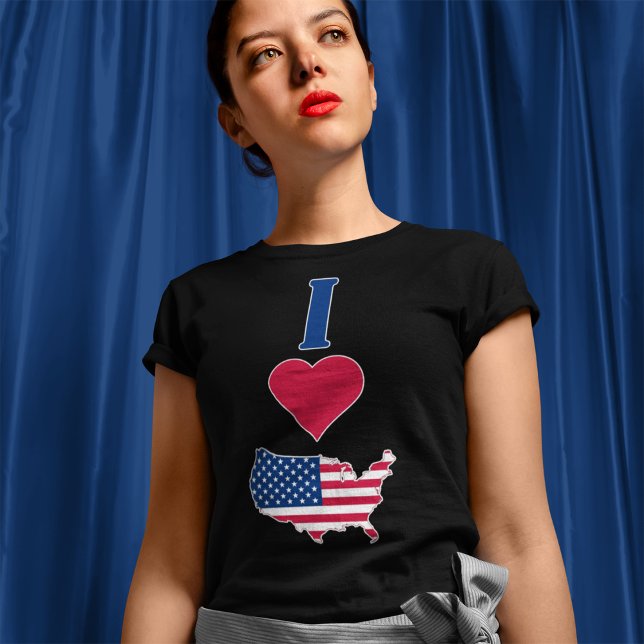 Camiseta EUA Vertical I Love United States America Flag Map (Criador carregado)