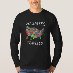 Camiseta EUA Viagem Visite 50 Estados Mapa 1