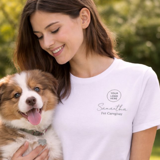 Camiseta Eucalyptus Script Employee Name Business Logo Pink (Criador carregado)