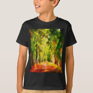 Camiseta Eucalyptus Tree Lined Avenue Pointillism Art