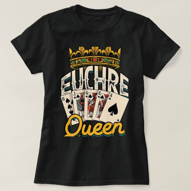 Camiseta Euchre Queen Casino Night Poker Spades e Mahjong (Frente do Design)