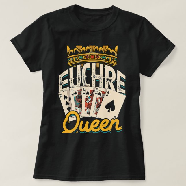 Camiseta Euchre Queen Vegas Casino Poker Spades e Mahjong (Frente do Design)