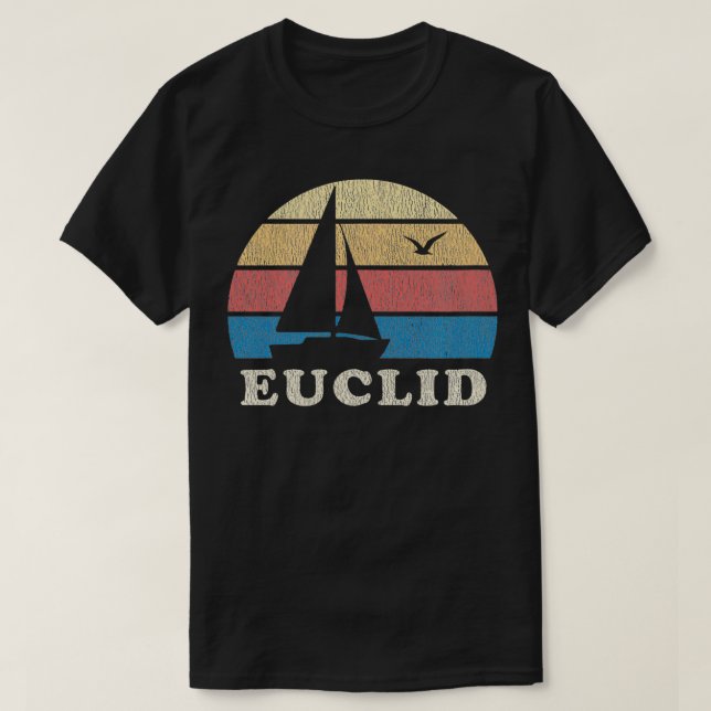 Camiseta Euclid OH Vintage Sailboat 70s Throwback Sunset (Frente do Design)