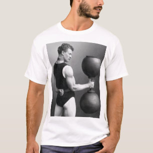 Camiseta Eugen Sandow que ondula um Dumbbell enorme -