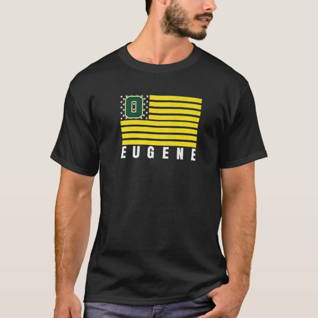 Camiseta Eugene Oregon USA Flag GreenYellow Eugene OR Ameri (Frente)