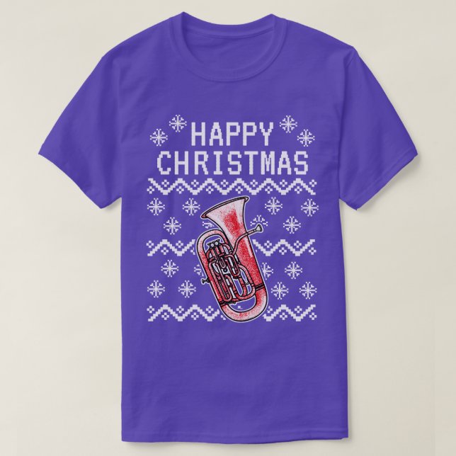 Camiseta Euphonium Ugly Christmas Euphoniumist Brass Musici (Frente do Design)