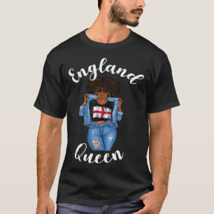 Camiseta Euro Football England Queen Black Girl Suppo