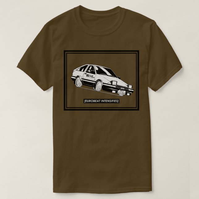 Camiseta Eurobeat Intensifica AE86 Kansei Dorifto Inicial D (Frente do Design)