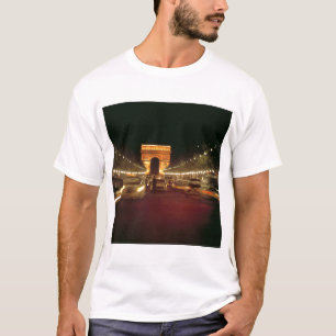 Camiseta Europa, França, Paris. Tráfego noturno apressado