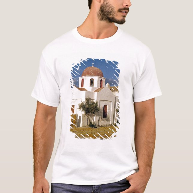 Camiseta Europa, Grécia, Mykonos. As redes de pesca secam n (Frente)