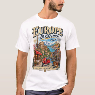 Camiseta Europe Is Calling | Viagem Europeia Vinta