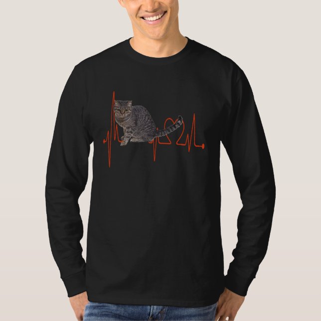 Camiseta European Shorthair Cat Heartbeat EKG Cats & Kitten (Frente)