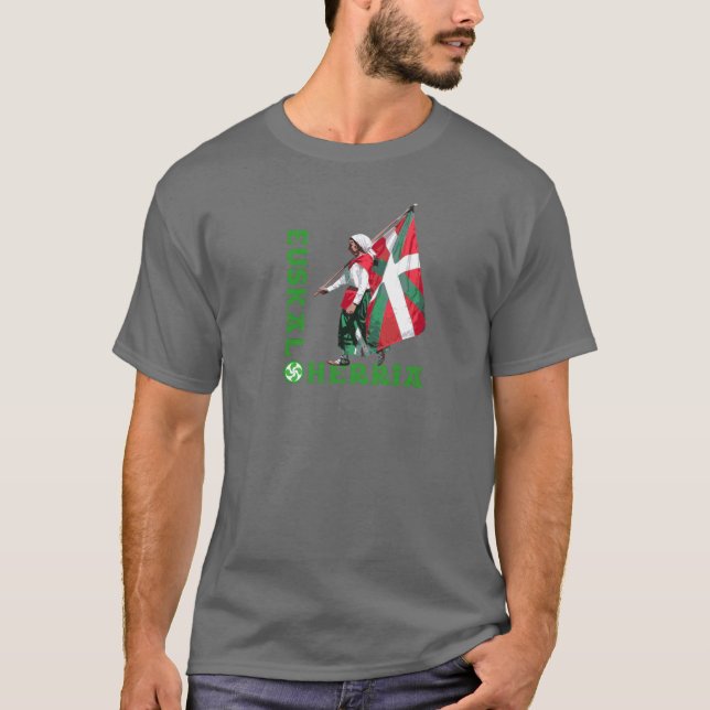 Camiseta Euskal Herria: Menina que leva a bandeira Basque (Frente)