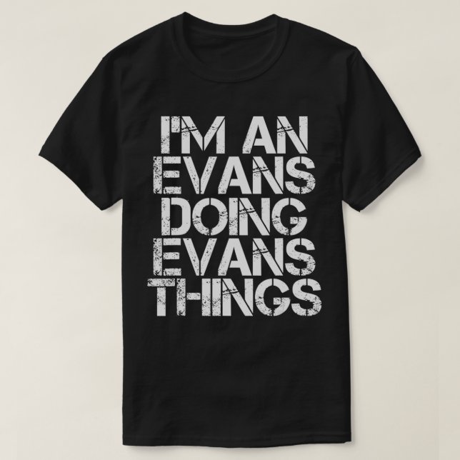 Camiseta EVANS Funny Surname Family Tree Birthday Reunião G (Frente do Design)