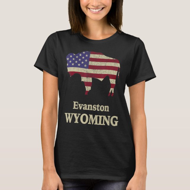 Camiseta Evanston Wyoming Com Bison (Frente)