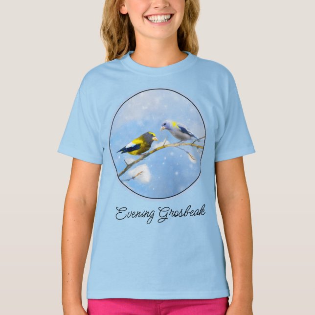 Camiseta Evening Grosbeak Painting - Cute Original Dog Art  (Frente)