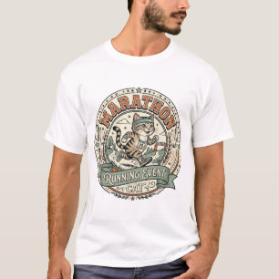 Camiseta Evento de corrida de maratona Gato Evento de corri