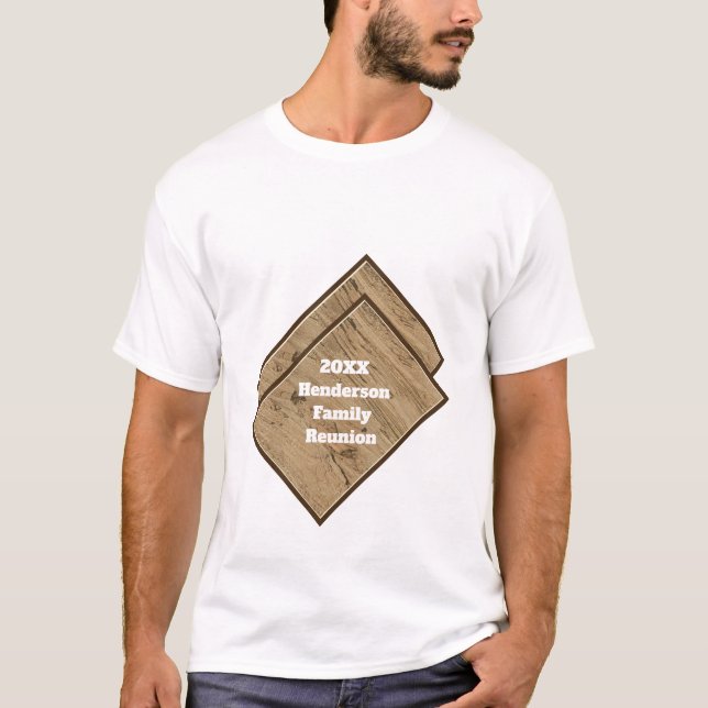 Camiseta Evento de Sindicato da Família Brown Woodgrain Out (Frente)
