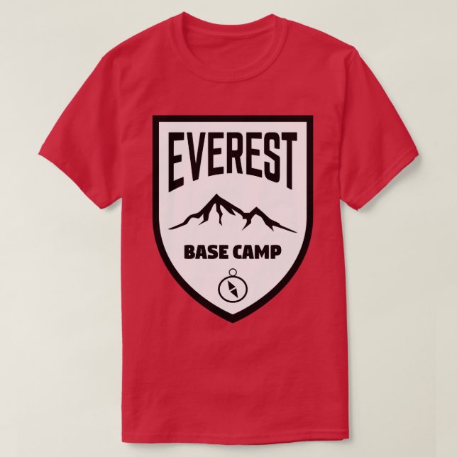 Camiseta Everest Base Camp Shield Black and White Classic T (Frente do Design)