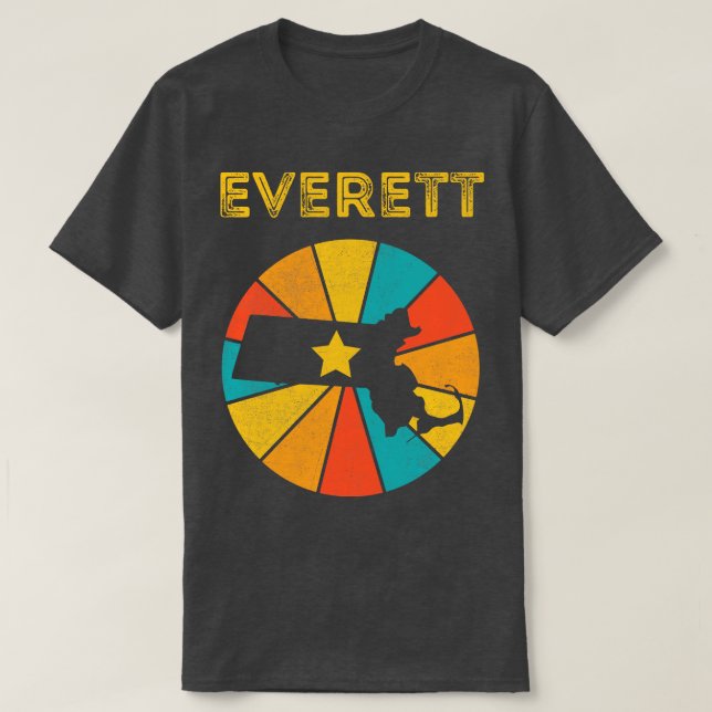 Camiseta Everett Massachusetts Vintage angustiou Souvenir (Frente do Design)