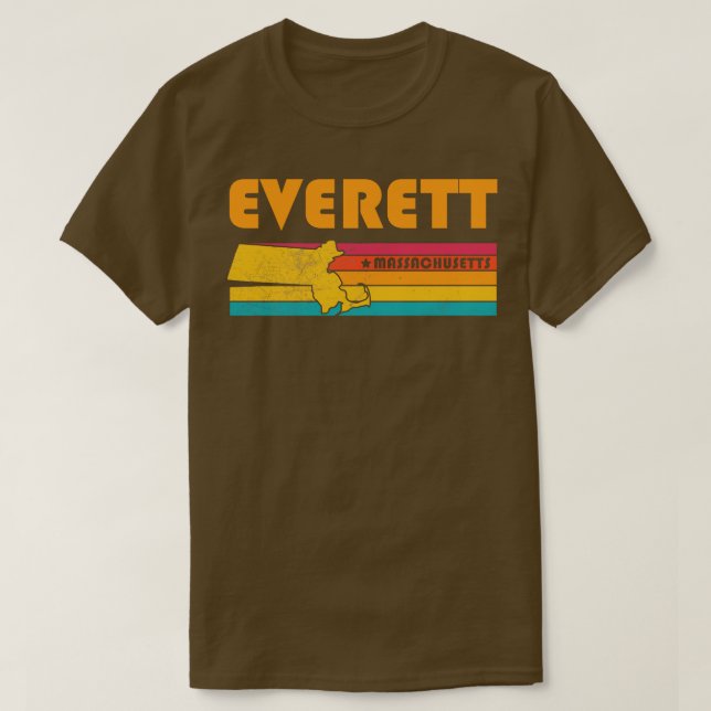 Camiseta Everett Massachusetts Vintage angustiou Souvenir (Frente do Design)