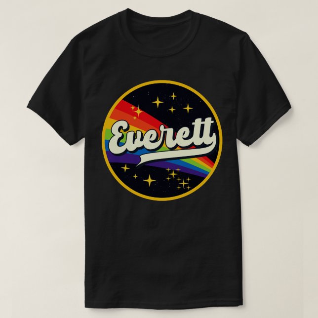 Camiseta Everett Rainbow No Estilo Vintage Espacial (Frente do Design)