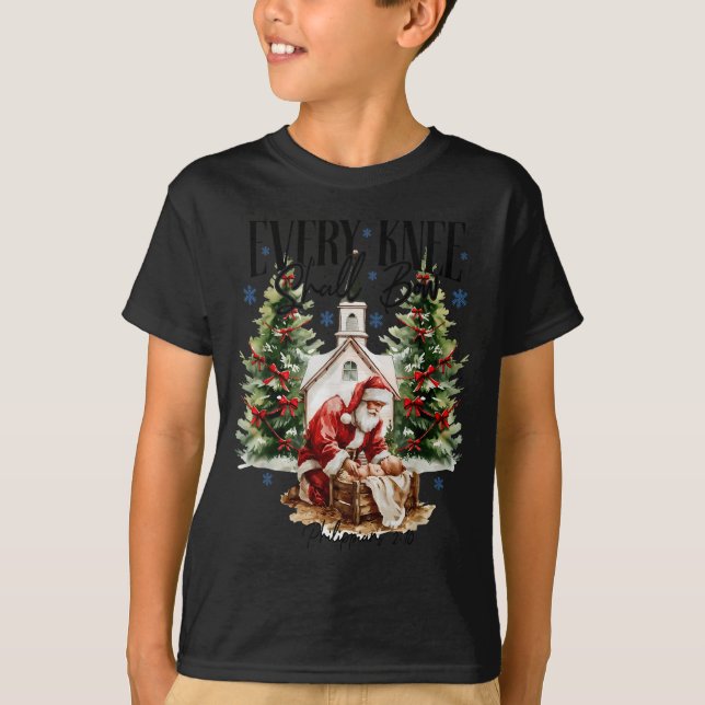 Camiseta Every Knee Shall Bow Religious Christian Santa Chr (Frente)