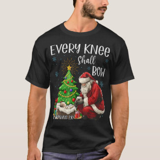 Camiseta Every Knee Shall Bow Santa Christmas Nativity Scen