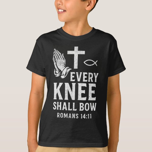 Camiseta Every Knee Shall Fall Romans 14_11  (Frente)