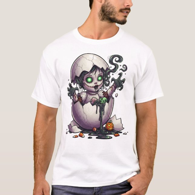 Camiseta Evil Baby Witch Cracked Egg Halloween Tee (Frente)