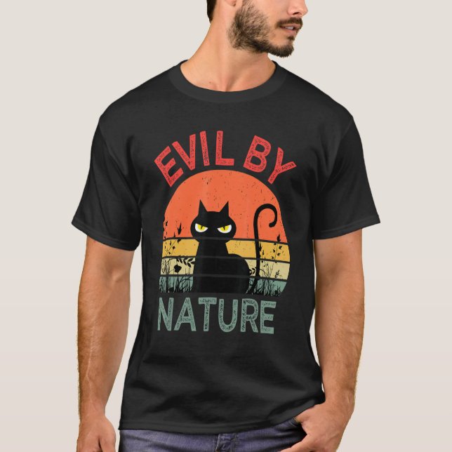 Camiseta Evil By Nature Retro Cat Men Women (Frente)