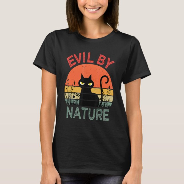 Camiseta Evil By Nature Retro Cat Men Women (Frente)