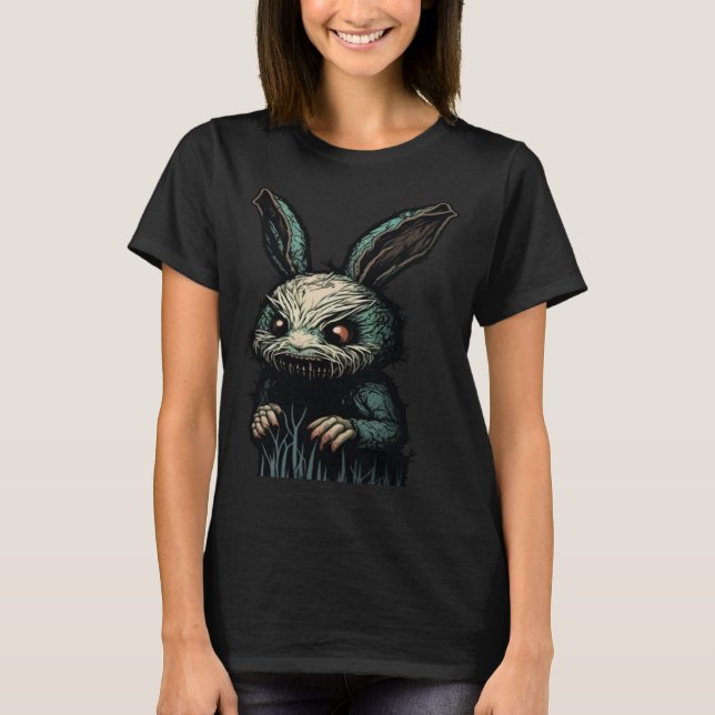 Camiseta Evil Horror Bunny Nightmare Scary Terrifying Hallo (Frente)