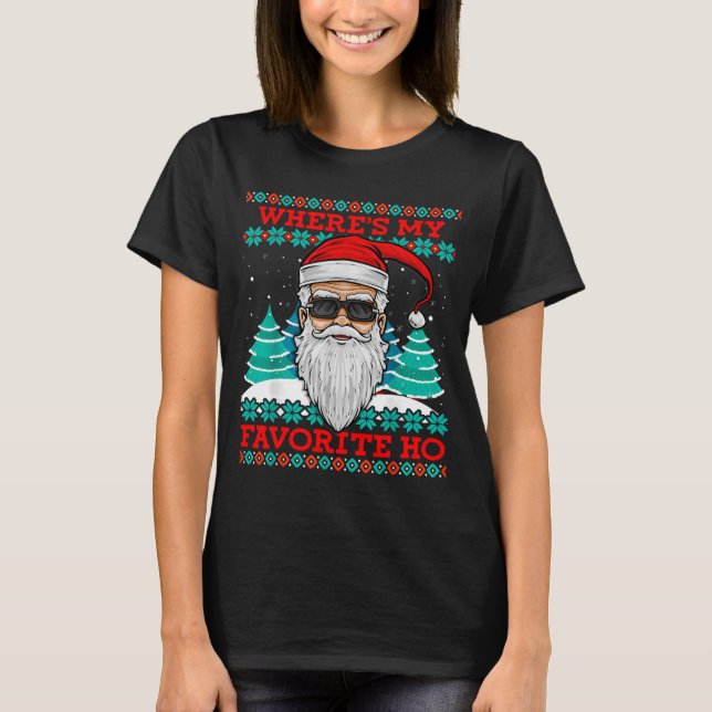 Camiseta Evil Santa Where's My Favorite Ho Funny Ugly Chris (Frente)