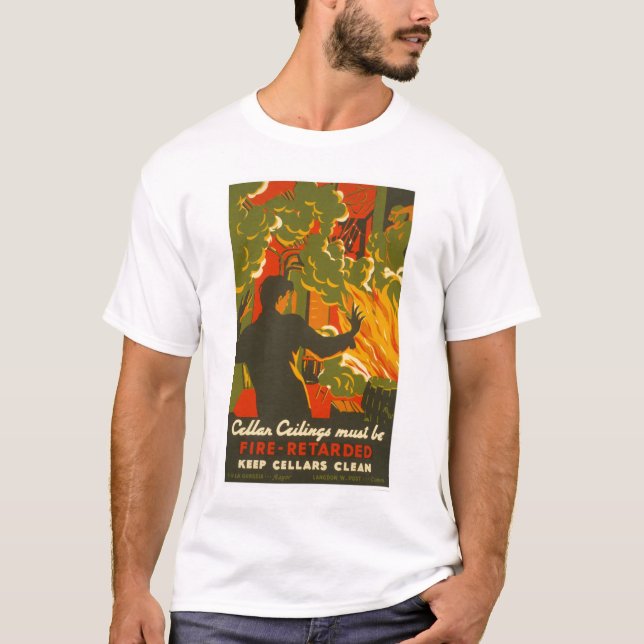 Camiseta Evite a adega limpa do fogo WPA 1937 (Frente)