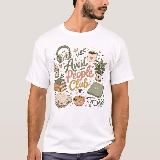 Camiseta Evite as Vibes do Clube de Introvertidos Aconchega (Frente)
