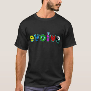 Camiseta EVOLUA com seis símbolos da paz e progrida