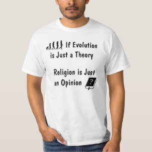 Camiseta Evolução contra o t-shirt da religião