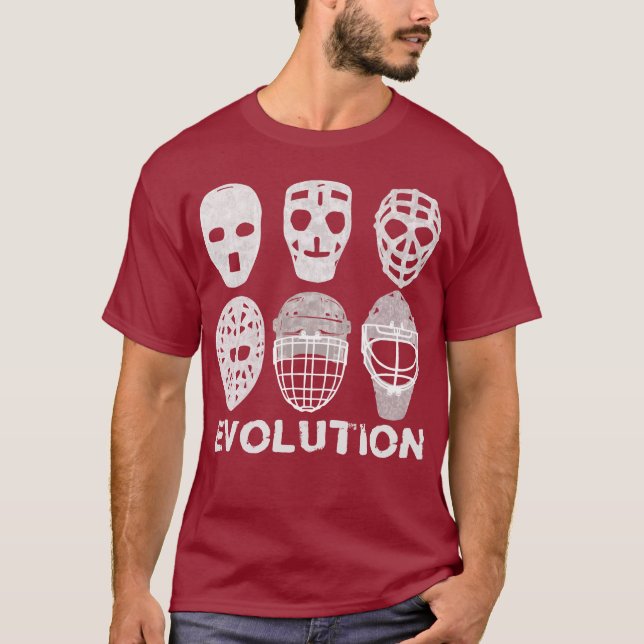 Camiseta Evolução da máscara do Goalie do hóquei (Frente)