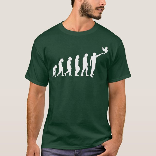 Camiseta Evolução das corridas de pombos reprodutores repro (Frente)