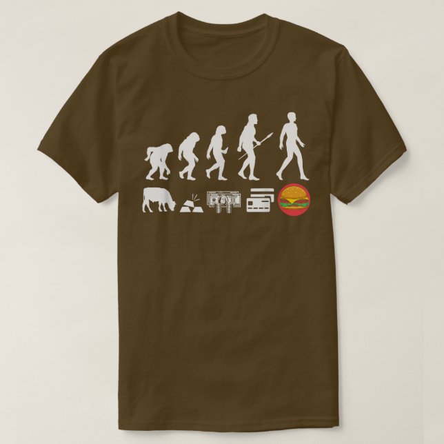 Camiseta Evolução de Burger, Churrasco de Comida Rápido de  (Frente do Design)
