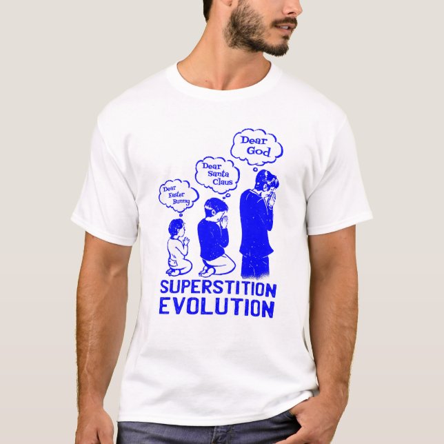 Camiseta evolução de superstição engraçada (Frente)