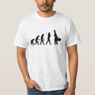 Camiseta Evolução de um baterista do conteúdo (branco