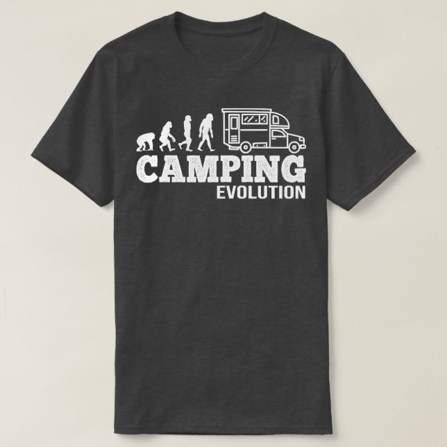 Camiseta Evolução do acampamento I Presente de Camper Engra (Frente do Design)