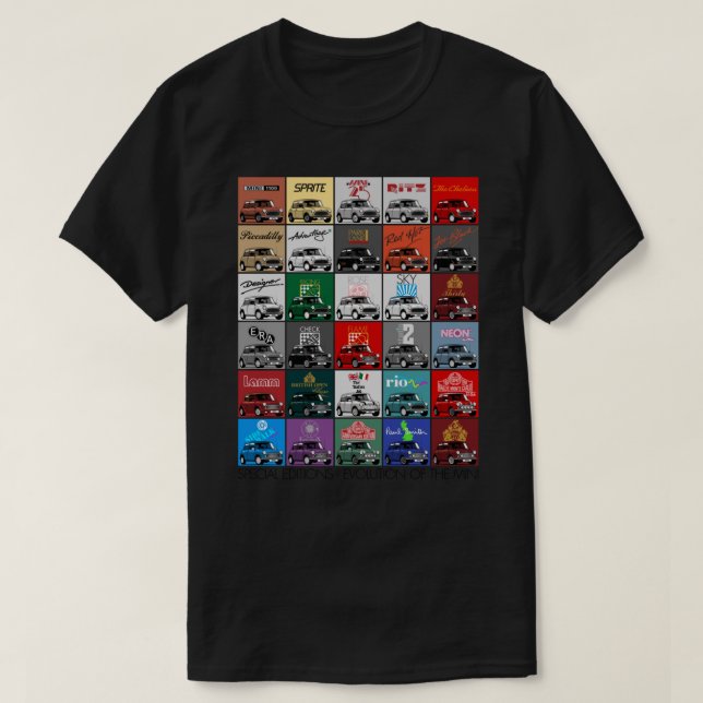 Camiseta Evolução do adesivo Mini - edições especiais (Frente do Design)