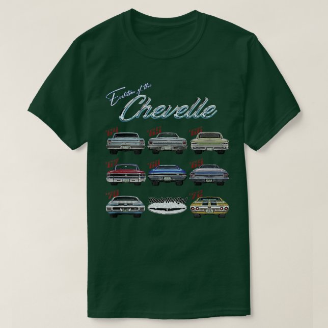 Camiseta Evolução do Chevelle,SS,Hotrod,Muscle Car,SS4 (Frente do Design)