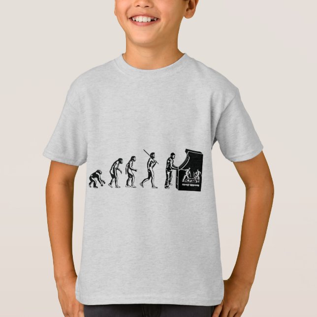 Camiseta Evolução do Gamer - geek da arcada de video games (Frente)