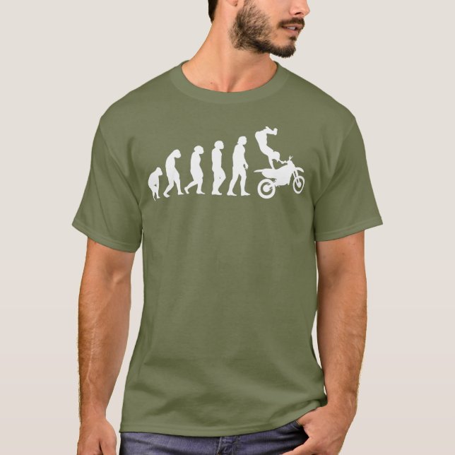 Camiseta Evolução do homem à motocross, moto de terra engra (Frente)