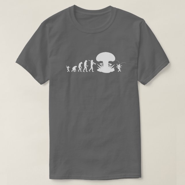 Camiseta Evolução do Homem e da Barata Gráfico de Evolução  (Frente do Design)